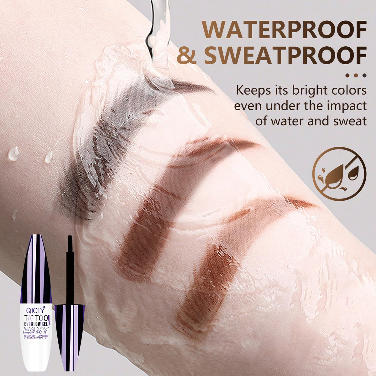 2PCS QICIY Easy Peel-Off Eyebrow Gel- QICIY Peel Off Tattoo Eyebrow Eye Brow Tint Waterproof & Sweatproof For All Skin Tones (Dark Brown)