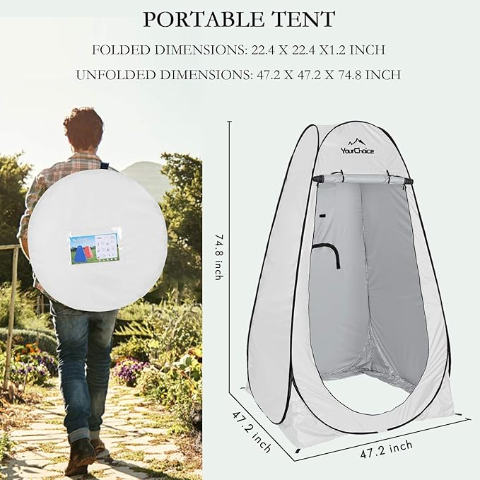 Your Choice Pop Up Privacy Shower Tent - Portable Changing Tent for Camping, Beach & Hiking - 6.2FT Lightweight with Carry Bag, Quick Setup & Full Coverage