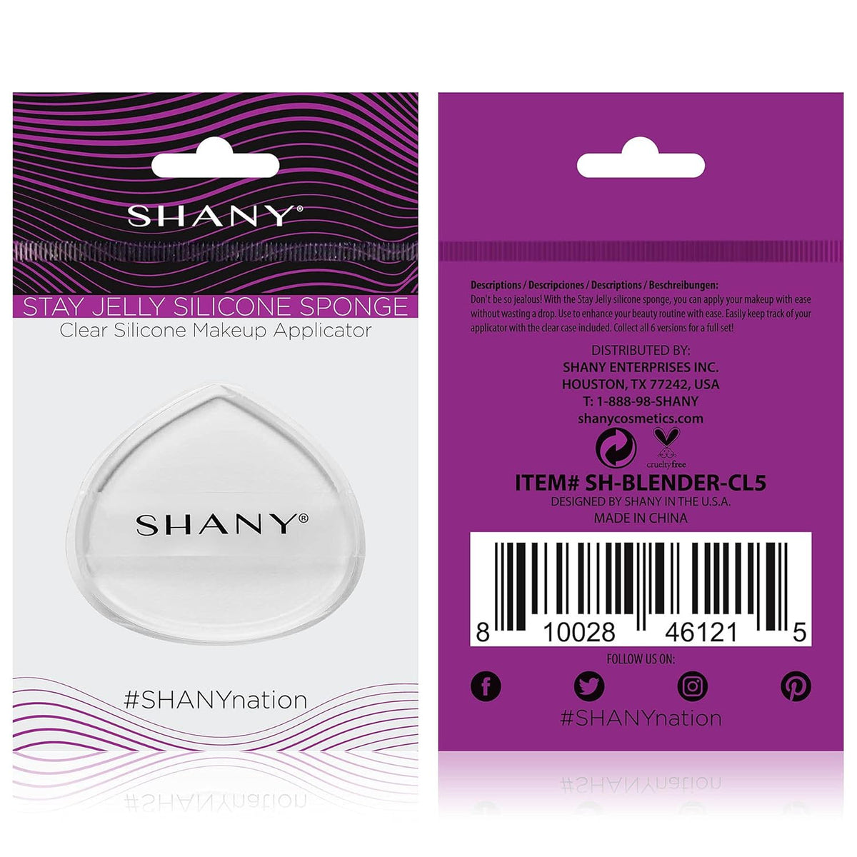 SHANY Stay Jelly Silicone Sponge - Clear & Non-Absorbent Makeup Blending Sponge for Flawless Application with Foundation - CONE (Pack of 2)
