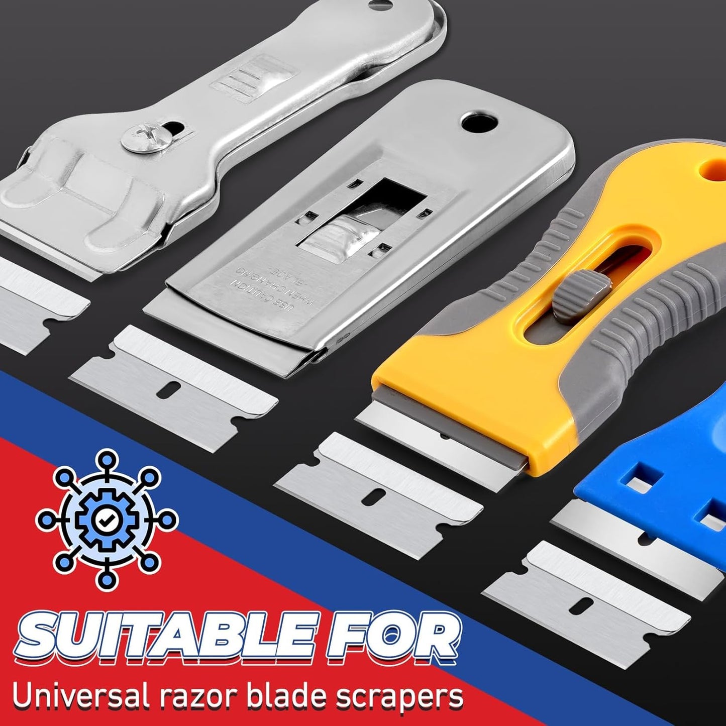 DIYSELF 400PCS Single Edge Razor Blades Heavy Duty, Razor Blades for Scraper, Single Edge Blades for Scraping, Flat Razor Blades Refills for Labels, Stickers, Decals, Paint from Glass and Stovetop