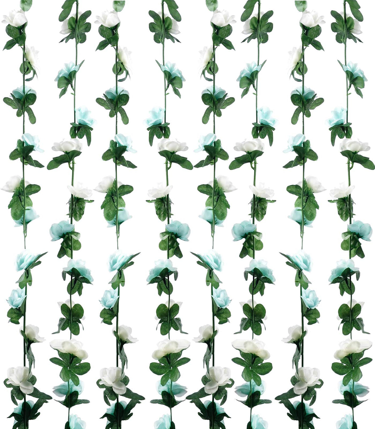 Miracliy 8Pcs 66FT Blue Flower Garland, Artificial Rose Floral Vines Fake Hanging Spring Flower Garland for Wall Backdrop Wedding Arch Tea Party Door Mantle Decoration