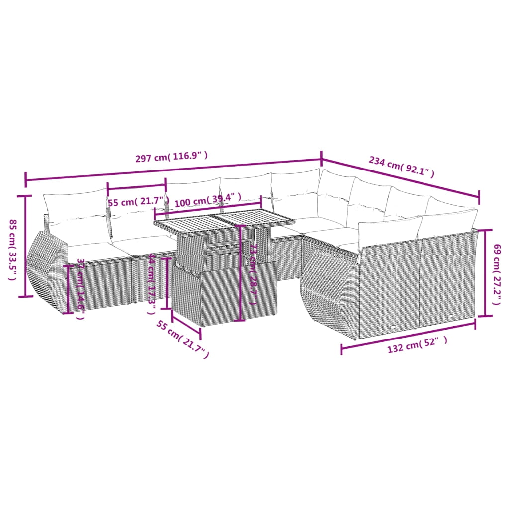 vidaXL Garden Sofa Set Black, Cream White