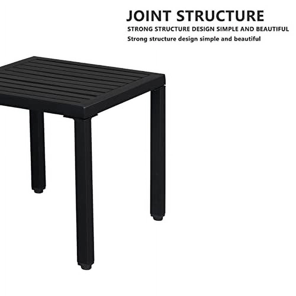 amopacorp Indoor Outdoor Small Metal Square Side End Table, Patio Coffee Bistro Table, Fashionable and Simple Wrought Iron Side Table, Black