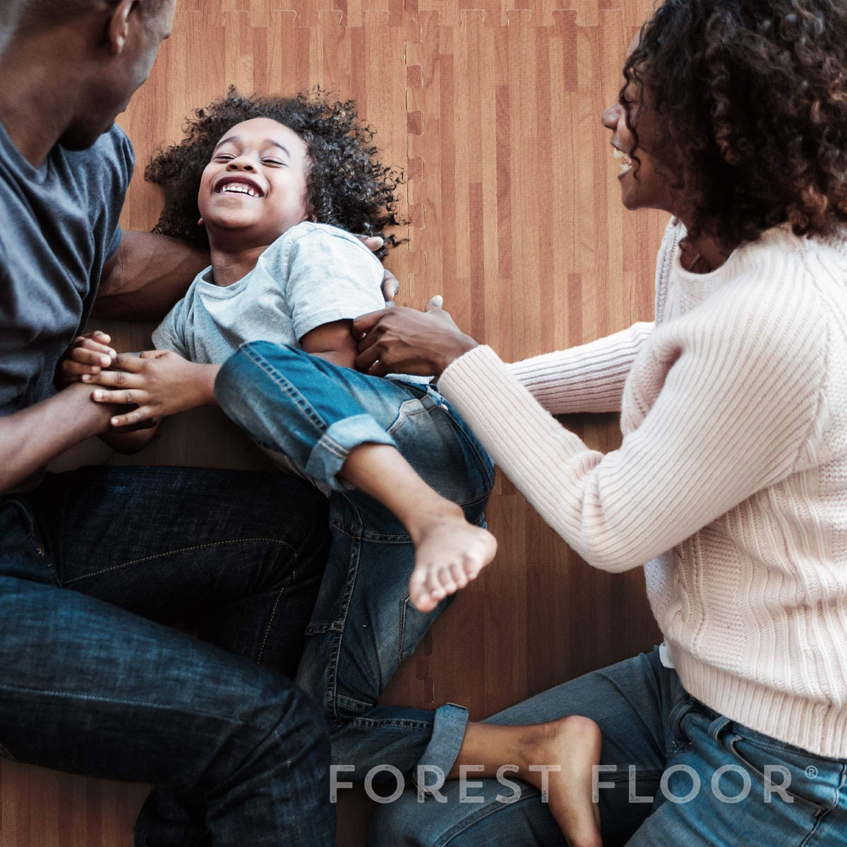 Forest Floor 3/8 Inch Thick Printed Foam Tiles, Premium Wood Grain Interlocking Foam Floor Mats, Anti-Fatigue Flooring – Stylish Flooring Solution, White Oak, 16 Sq Ft