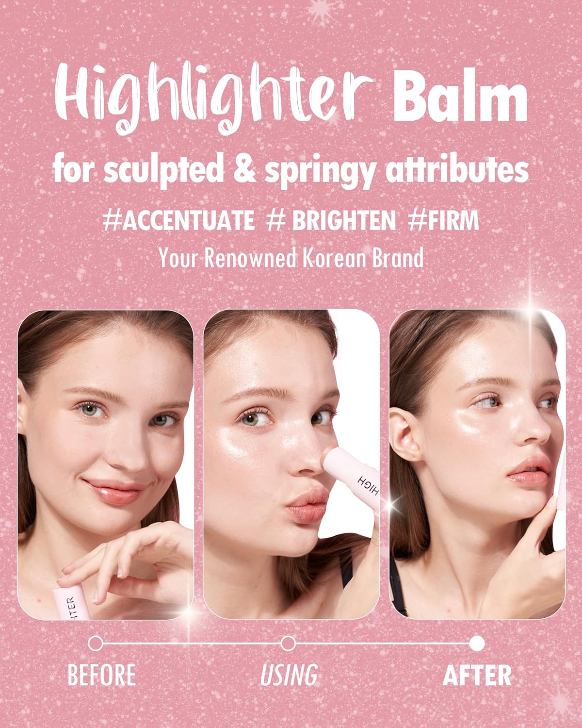 KAHI Highlighter - Skin-Illuminating Highlighter Makeup Stick | Long-lasting Pink Highlighter Makeup | Korean Highlighter Stick for Aging-Lines Improvement | Moisturizing Highlight Stick (0.32 fl oz)