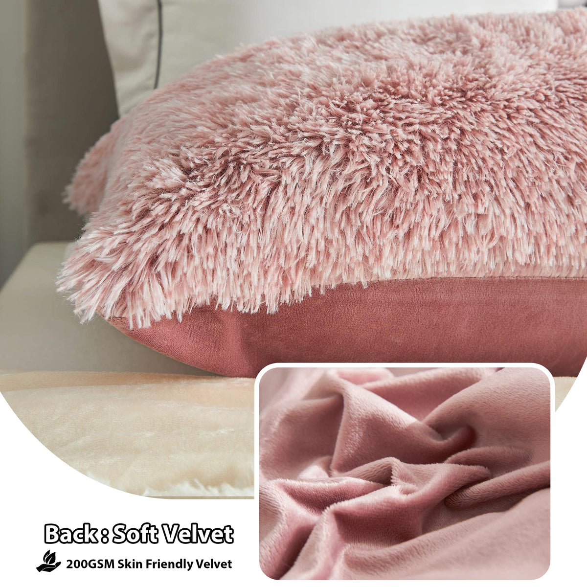 LIFEREVO Body Pillow Cover with Zipper Closure,Luxury Shaggy Ultra Soft Plush Faux Fur Pillowcase 20"x54" for Bed Couch,Microfiber Long Pillowshams for Adults Pregnant Women/Mother/Wife(Ombre Pink)
