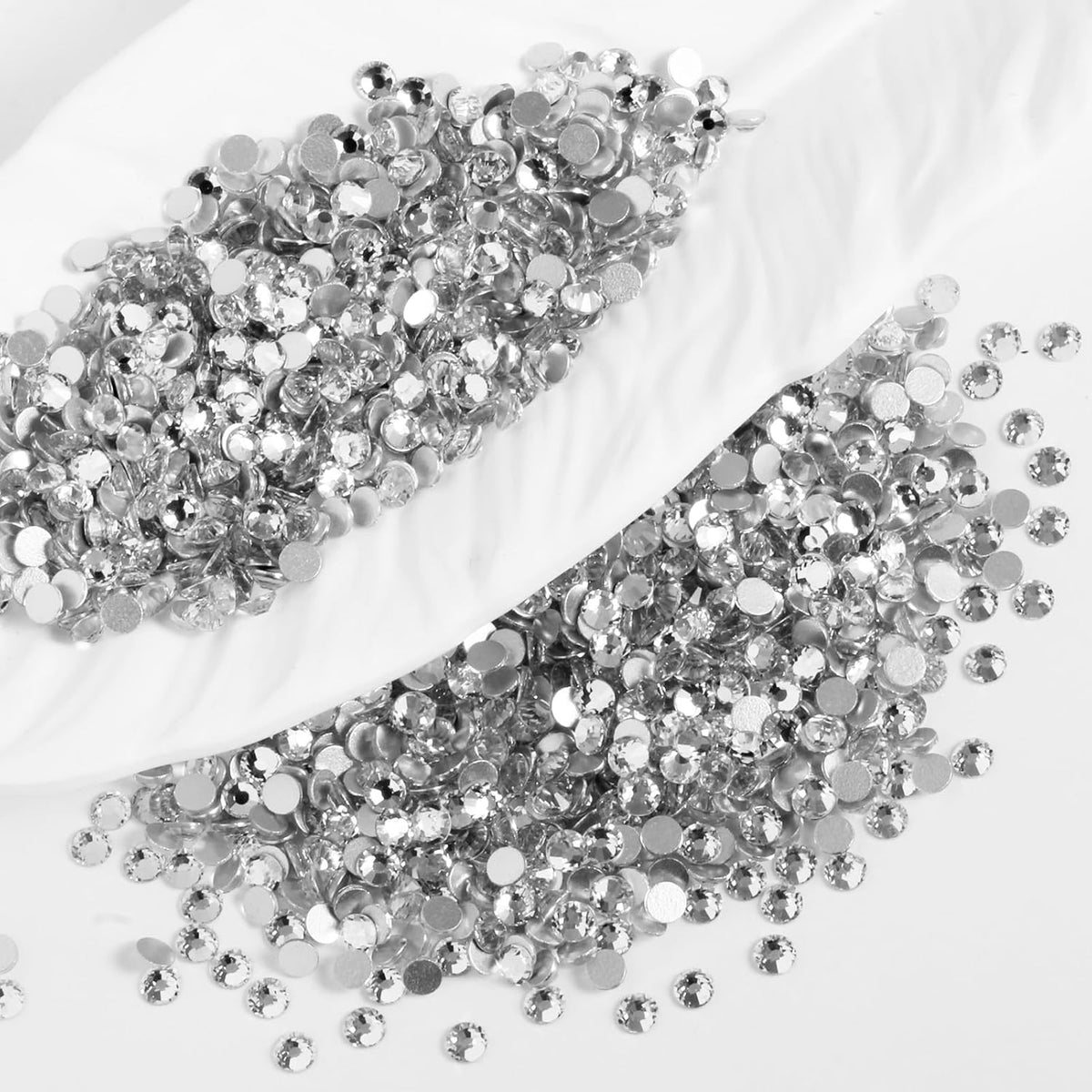 3000PCS SS10 Flatback Rhinestones | 12-Facet Diamond-Cut Glass Gems for Nail Art, Clothing, DIY Crafts |Glue-On Decoration Stones with Silver Backing(Crystal)