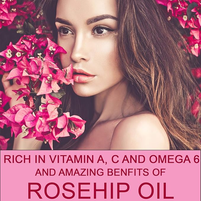 Olivia Care Rosehip Face Oil | Large 2 oz | Packed with Vitamins E, C and A to treat Wrinkles, Acne Scars, Blemishes and Dark Circle– All natural beauty moisturizer for skincare