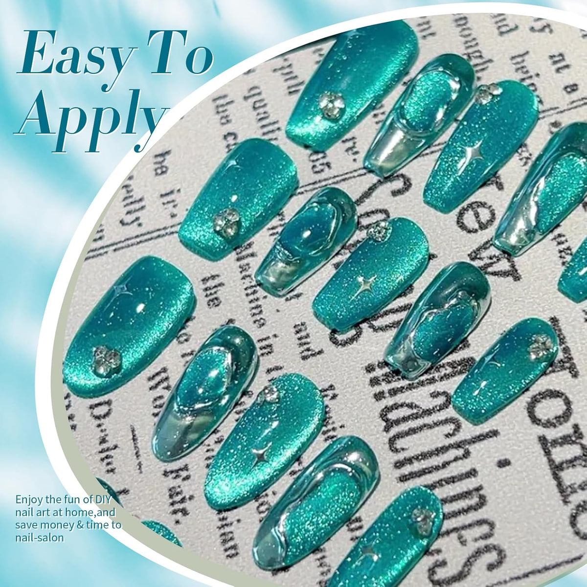 BORN PRETTY Cat Magnetic Eye Gel Nail Polish, Blue Melbourne Glitter Cat Magnetic Gel Nail Polish, Holographic Magnetic Nail Polish for Nail Art Manicure Salon DIY at Home 15ML