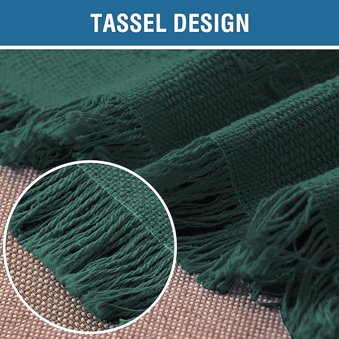 H.VERSAILTEX Cotton Sofa Covers Couch Cover Sofa Slipcover for Most Shape Sofas, Feature Thick Woven Jacquard Seamless with Tassels, Multi-Use Decorative for Couch (X-Large: 71" x 118", Green)