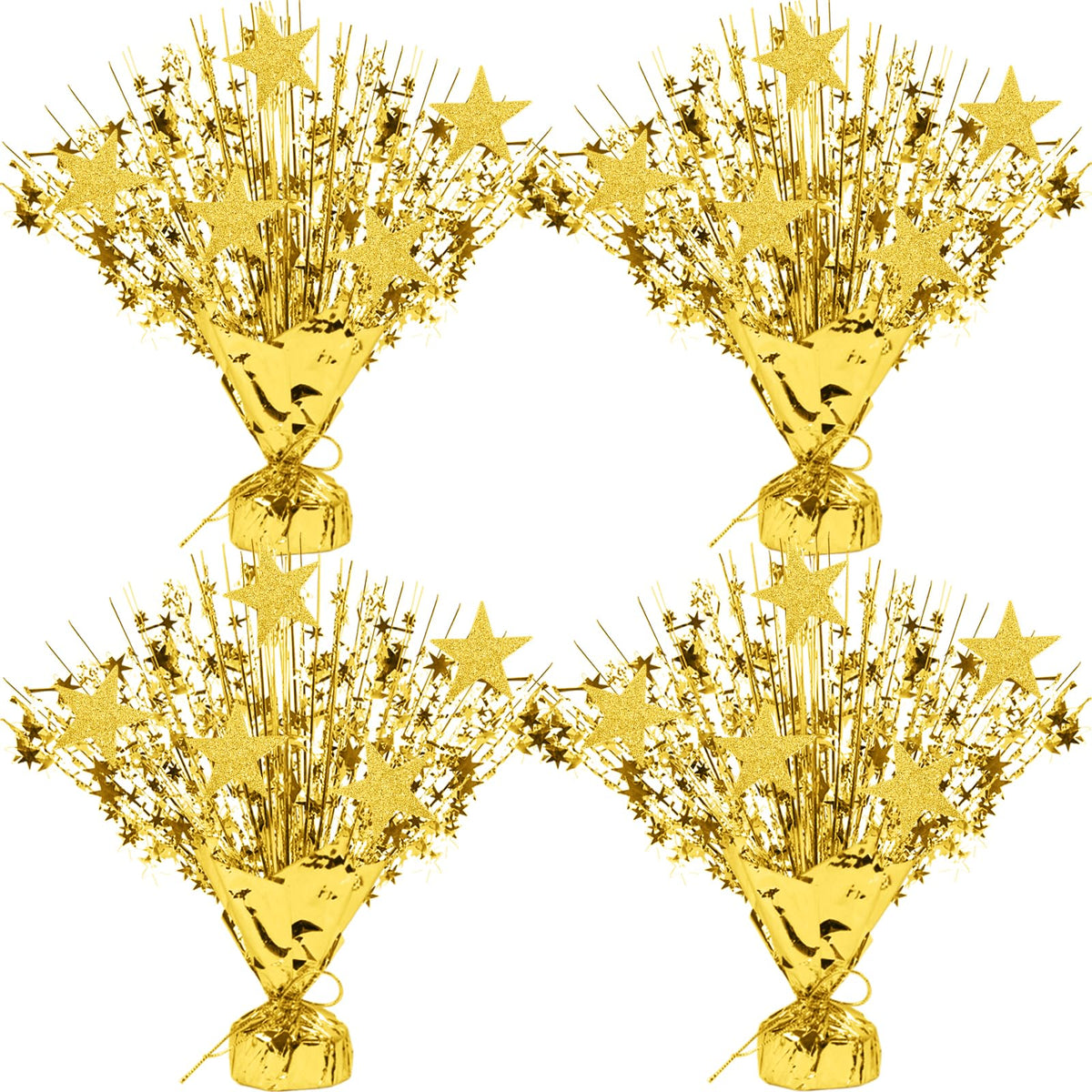 LACGO 4 PCS Metallic Foil Spray Centerpieces for Table - 12’’ Gold Centerpieces Decors with Star Party Favor Supplies for Wedding Birthday Baptism Graduation Celebration Home Decorations