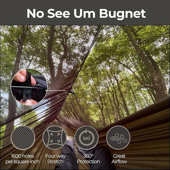 onewind Hammock Mosquito Net, Camping Hammock Bug Net with Zipper No See Um Mesh Lightweight Camping Bugnet with Floor for 11ft 12ft Hammock for Hiking Backpacking with Furry Friends