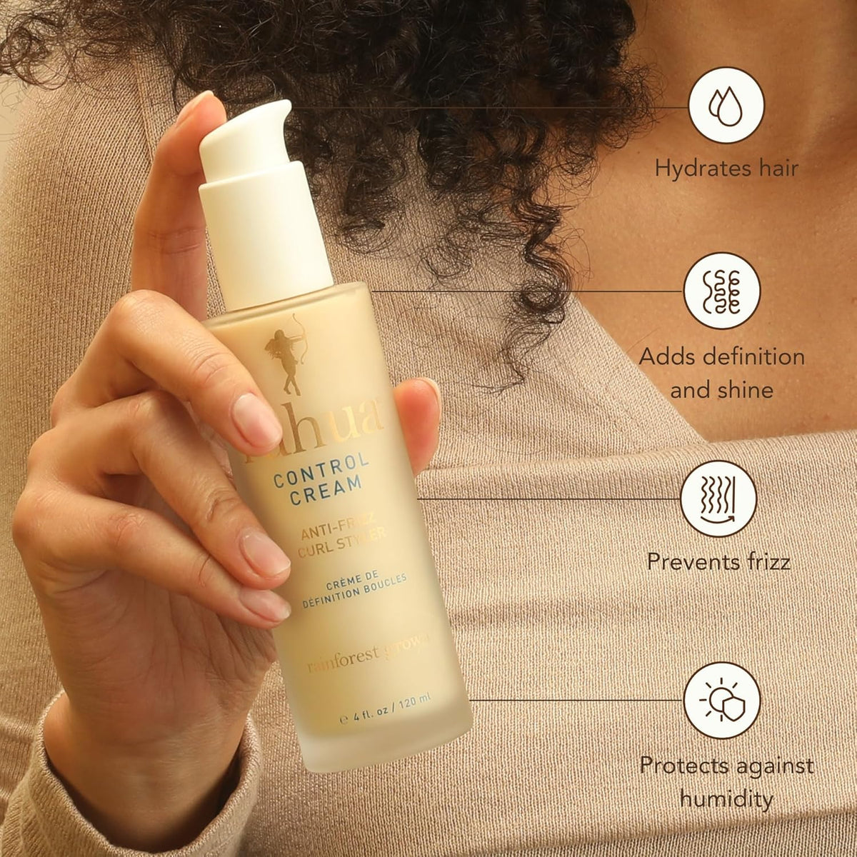 Rahua Control Curl Cream Styler 4 Fl Oz Anti Frizz Hair Styling Cream with Shea Butter for Soft, Defined Curls, Adds Texture, Shine, and Bounce, Nourishing Naturally Infused, Plant Powered Ingredients
