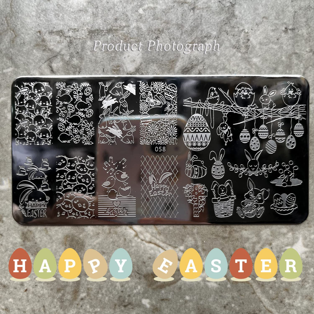 Easter Nail Stamping Plates Cute Bunny Nail Stamping Plate Chick Easter Eggs Designs Nail Art Stamping Template Easter Rabbit Manicure Decorations Supplies 1Pcs