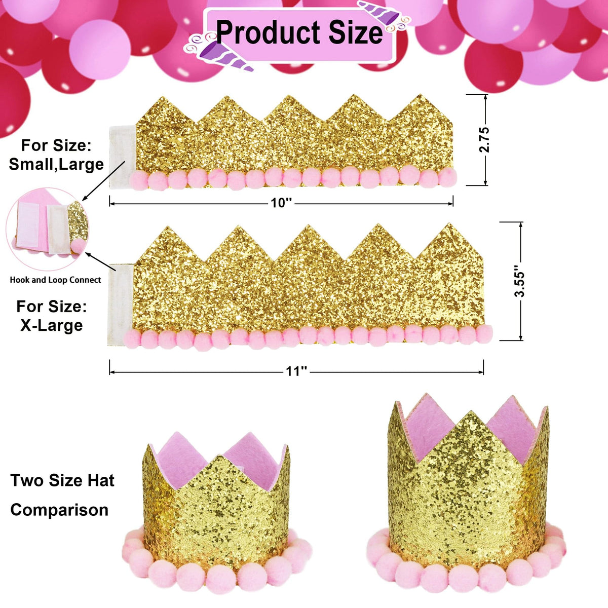 ADOGGYGO Dog Bandana Hat Set for Birthday Party Supply, Boy Girl Pet Birthday Scarf for Medium Large Dog (Large, Pink)
