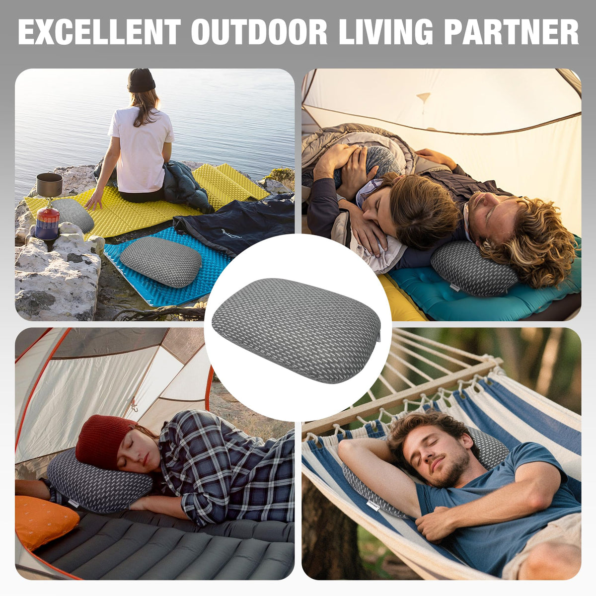 Orynvaux Memory Foam Camping Pillow, Portable Travel Pillow with Breathable Detachable Pillowcase, Compact & Lightweight for Camping, Hiking, Backpacking, Airplane Travel, Includes Storage Bag