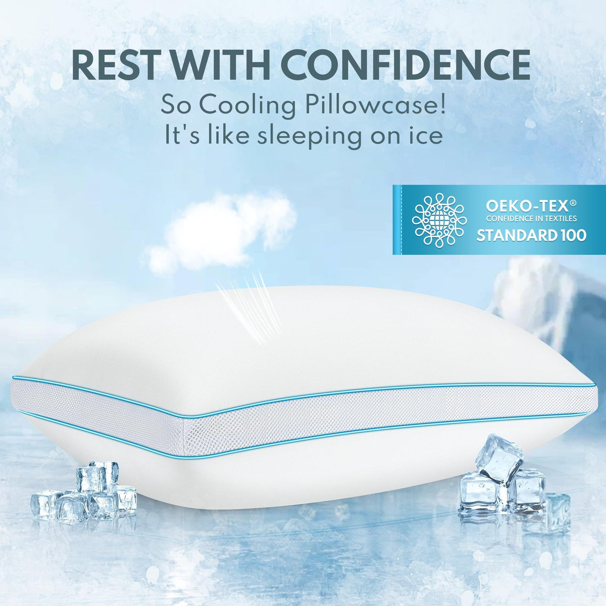 HEYCUZI Pillows Queen Size Set of 2 for Sleeping - Fluffy Down Alternative Microfiber and Memory Foam Fill, Gusseted Soft Bed Pillow for Side,Stomach and Back Sleepers,Breathable Hotel Pillows(Medium)