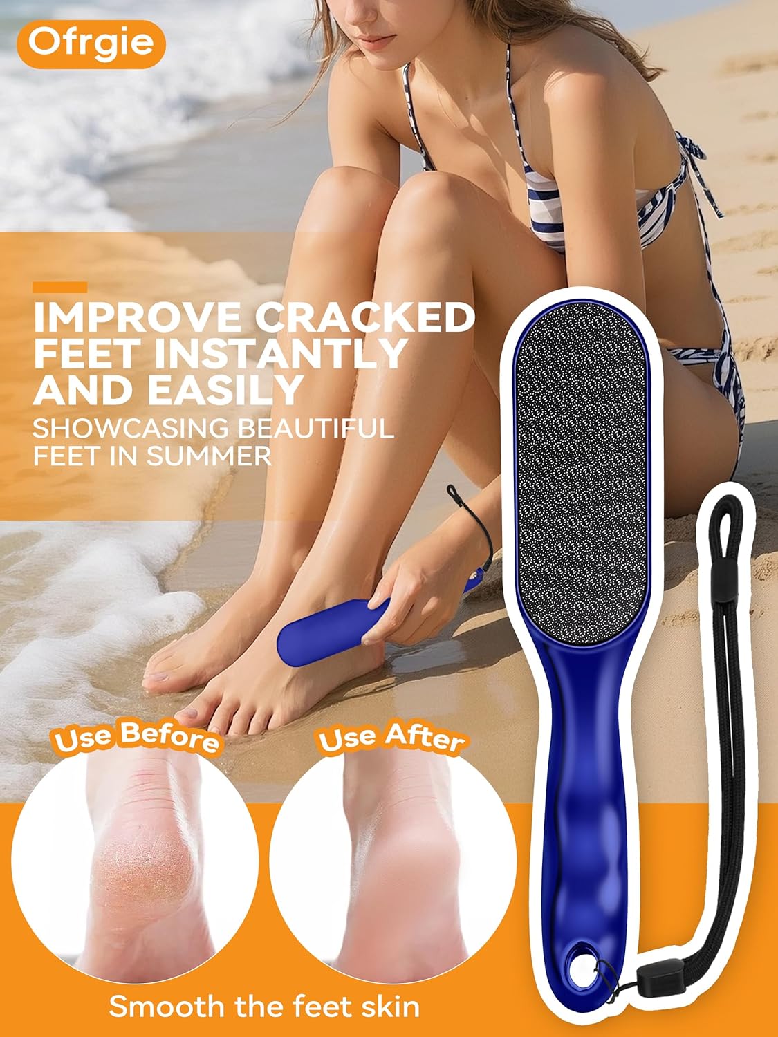 Beyond The Cream Veins Grain Foot File, Nano Glass Foot File, Hard Skin Callus Remover, Professional Pedicure Tool, Anti-Slip Handle Rope & Storage Bag, Ideal Gift for Beauty & Fitness Lovers, 2-Pack