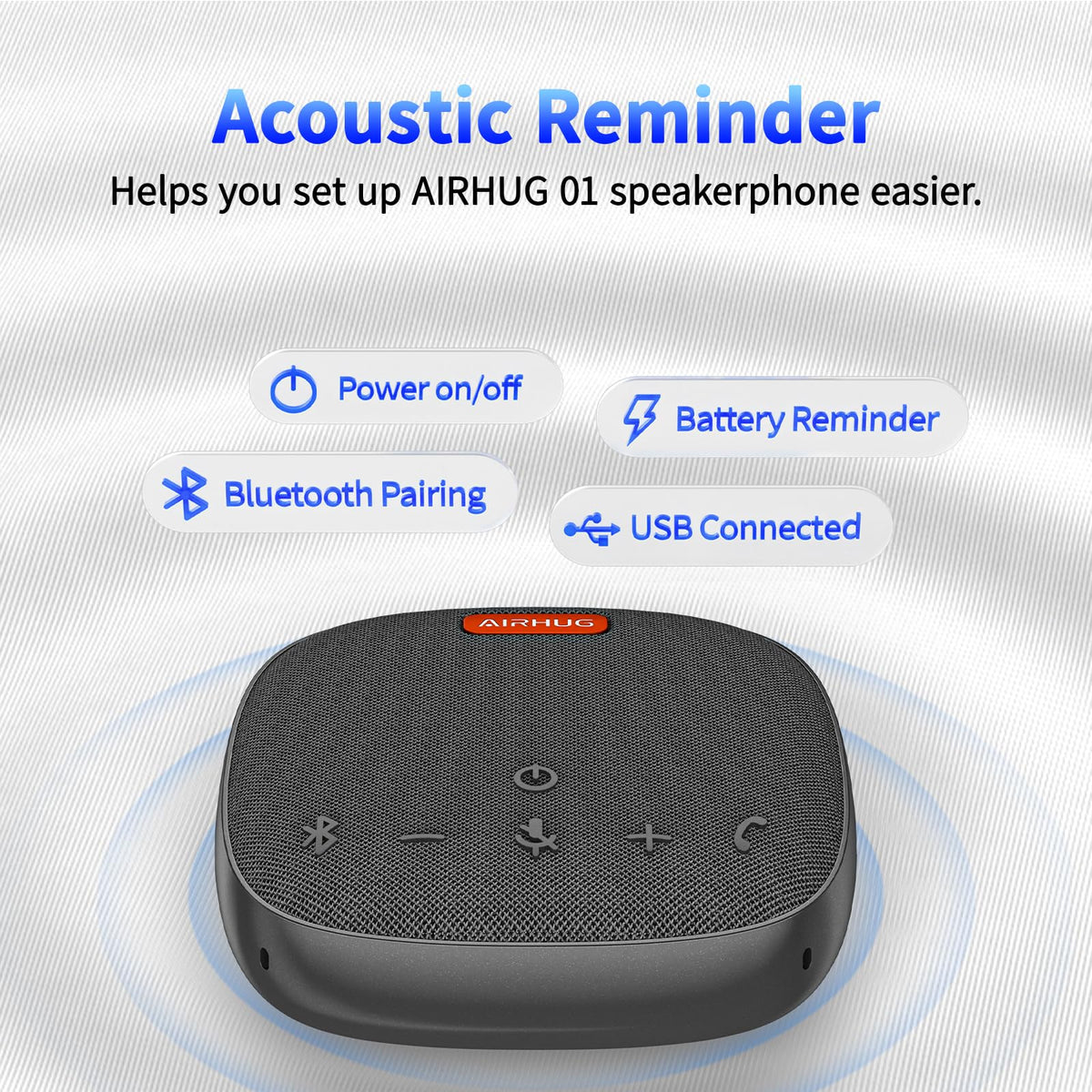 AIRHUG Conference Speaker and Microphone, Bluetooth Speakerphone with 360° Voice Pickup, Advanced Noise Reduction, USB-C Plug & Play, Compatible with Zoom and MS Team