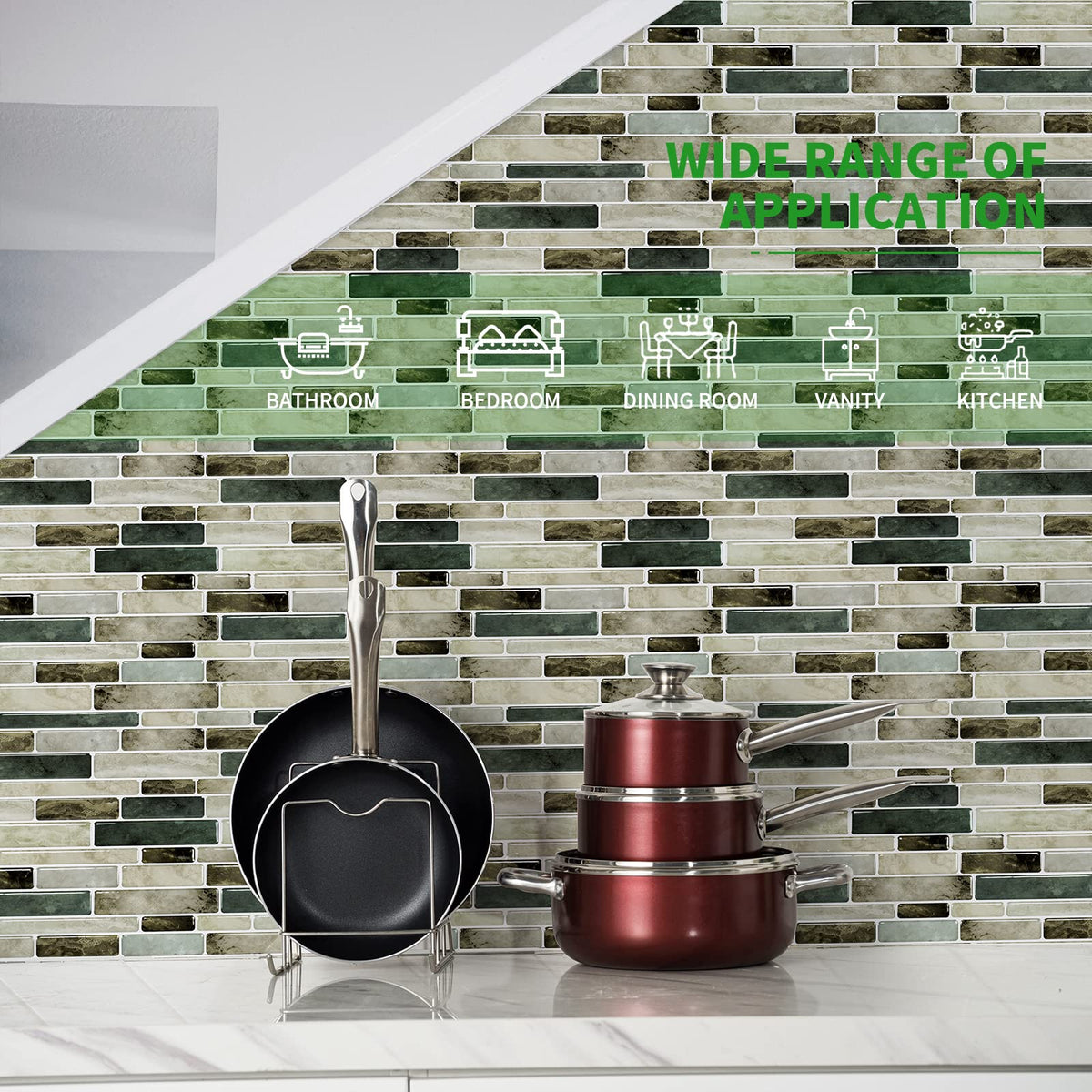 LONGKING Marble Peel and Stick Backsplash for Kitchen, 3D Adhesive Tile Backsplash for Kitchen, Bathroom, Wall Tile, 10 Sheets, 12" x 12"