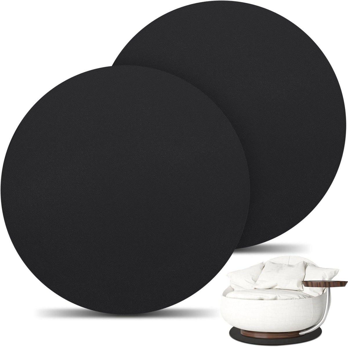 Timgle 2 Pcs 27.25 Inch Non Skid Rubber Furniture Pad Chair Pad for Recliners Anti Slip Furniture Rubber Mat for Recliners for Protecting Hardwood Floor Recliners Swivel Chairs(Round)