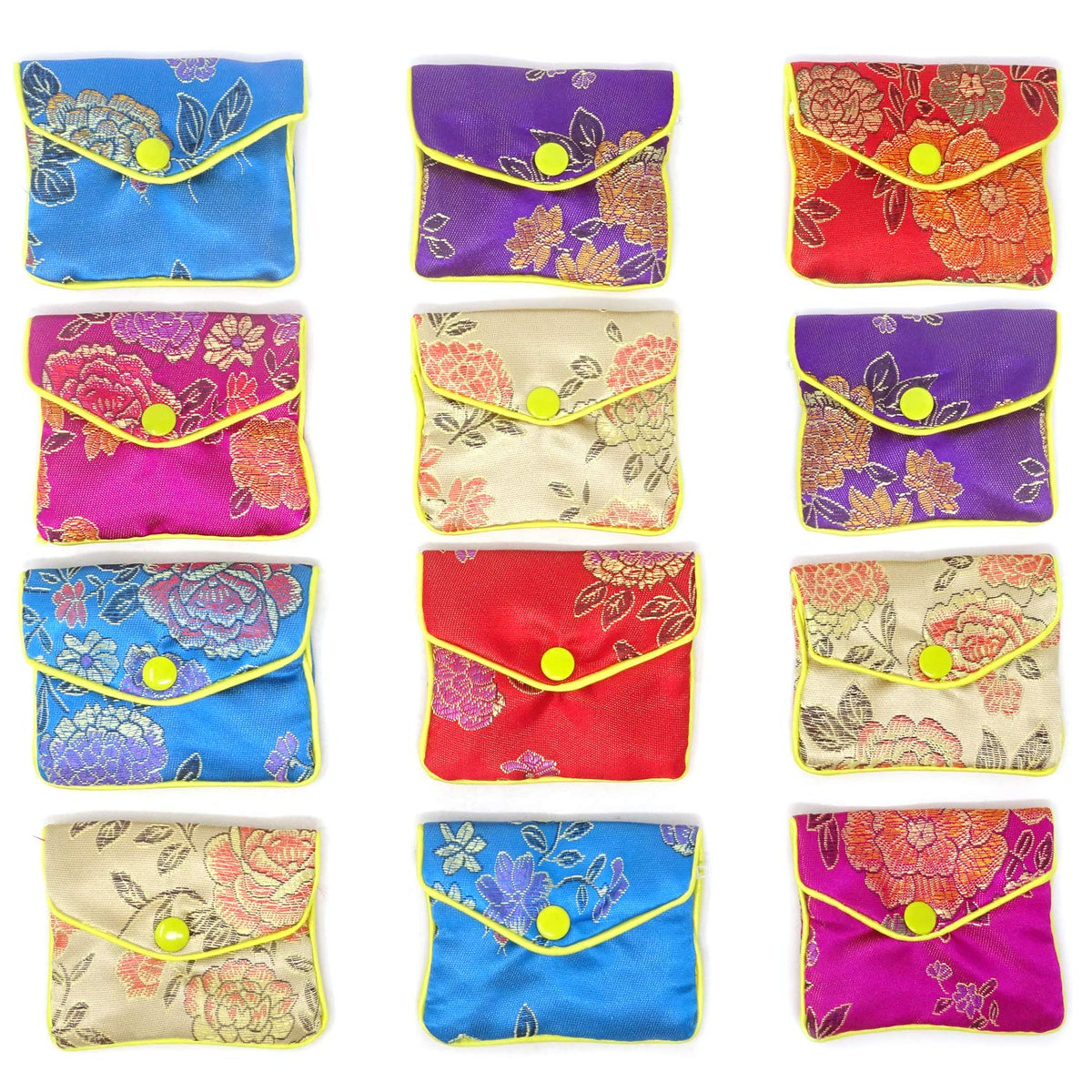 Honbay 12PCS Jewelry Silk Purse Pouch Brocade Embroidered Bags Gift Bags, Assorted Colors (S)