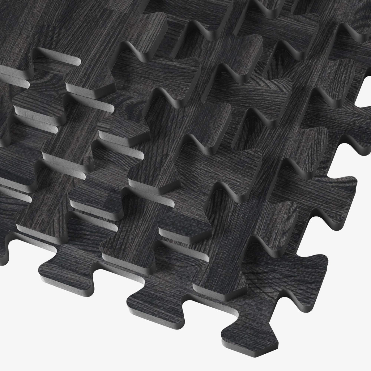 Forest Floor 5/8 Inch Thick Printed Foam Tiles, Premium Wood Grain Interlocking Foam Floor Mats, Anti-Fatigue Flooring, Carbon, 16 Sq Ft