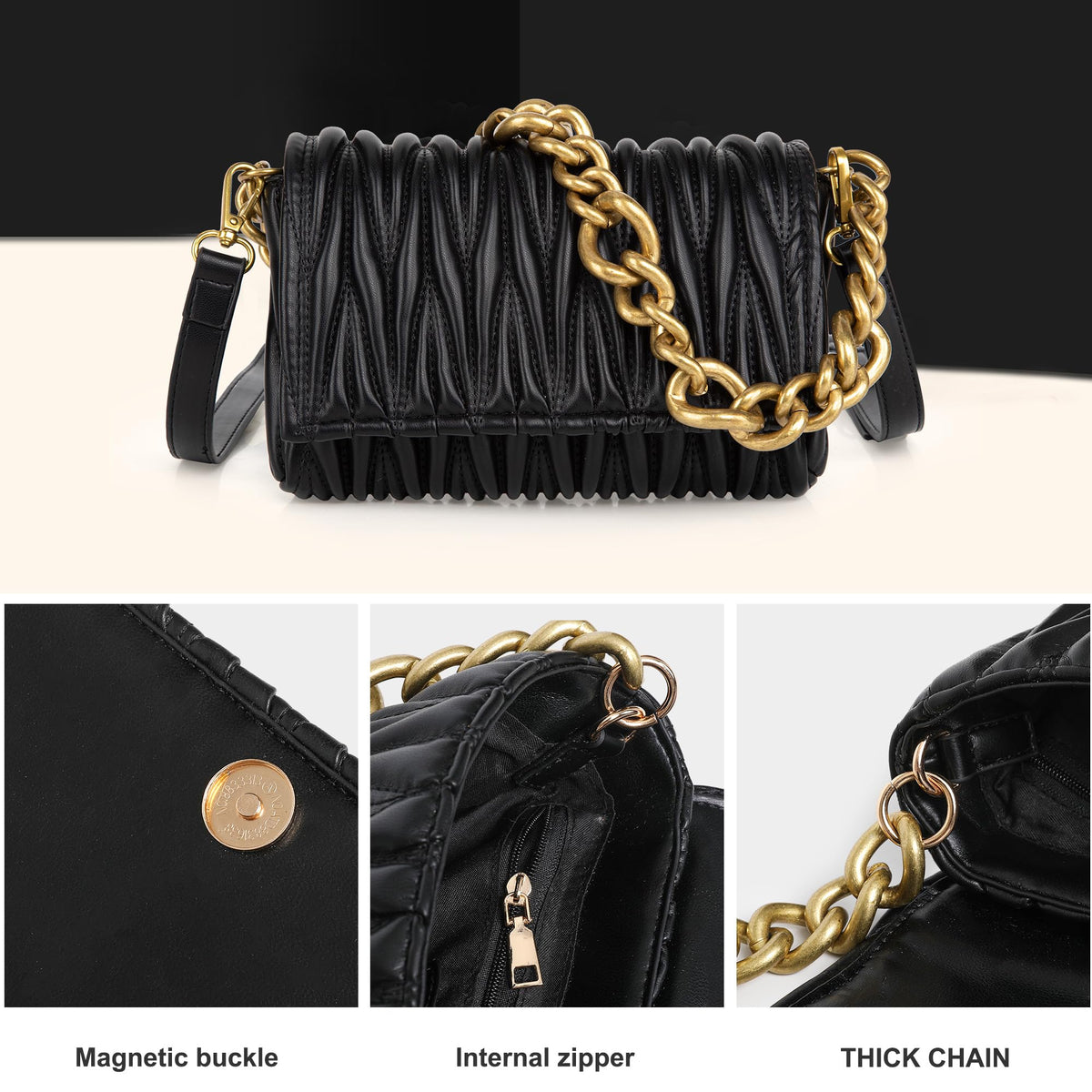 Montana West Quilted Evening Handbags for Women Crossbody Bags Trendy Evening Bag for Ladies MWC-060ABK