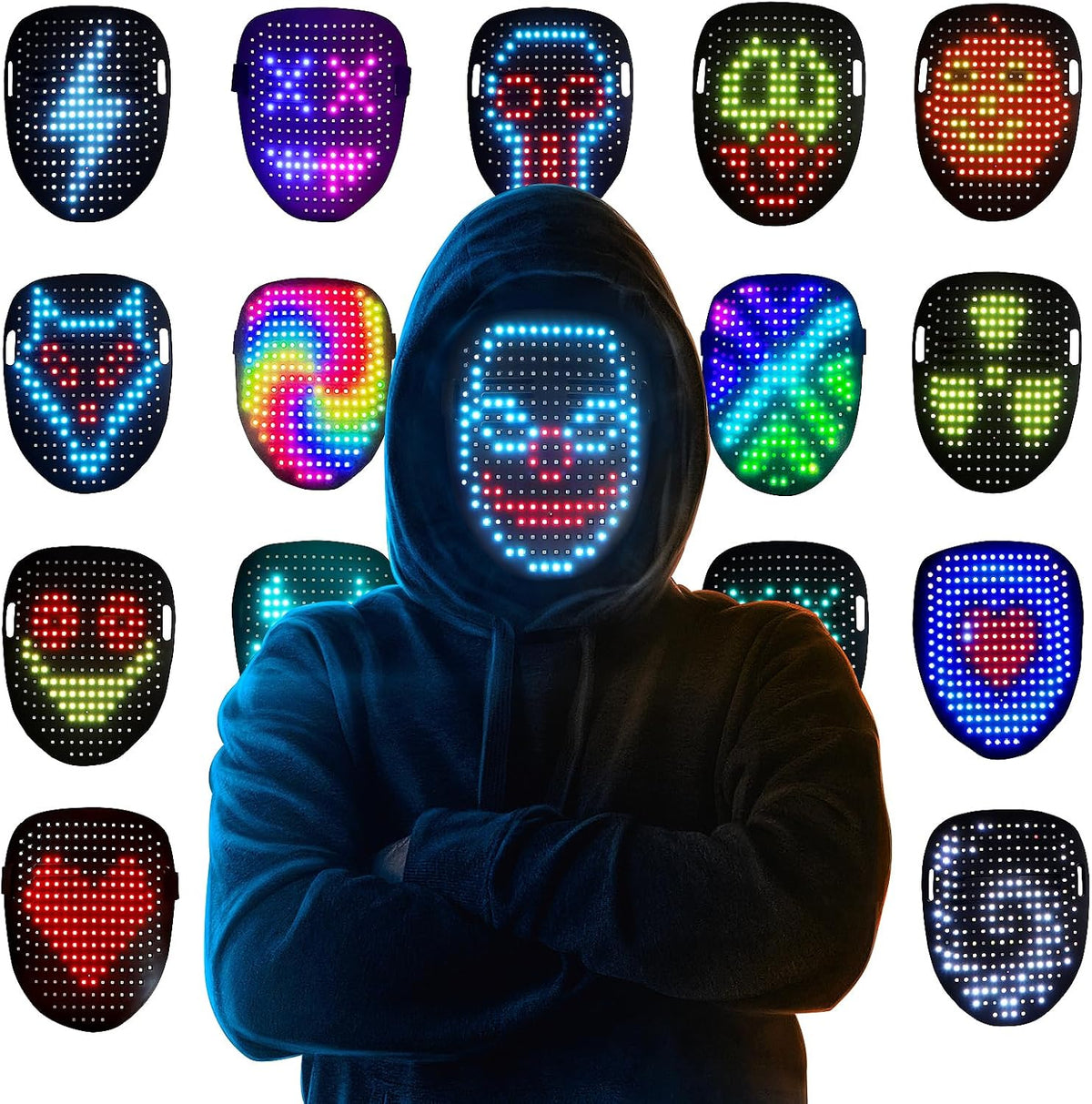 Mr.Pang LED Mask Light up Mask with Gesture Sensing, Cool Face Transforming Mask, Perfect Gifts for Halloween Christmas Birthday Cosplay Party