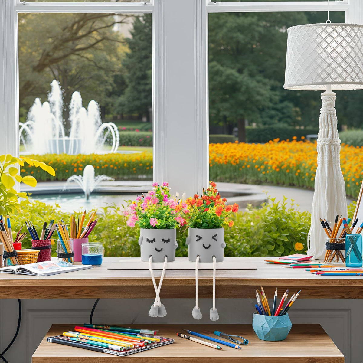 Lifelike Artificial Plants with Creative Pots, Realistic Faux Greenery for Home, Office, Bathroom, Bedroom, Kitchen, and Desk Decor, Long-Lasting Maintenance-Free DecorHome Office