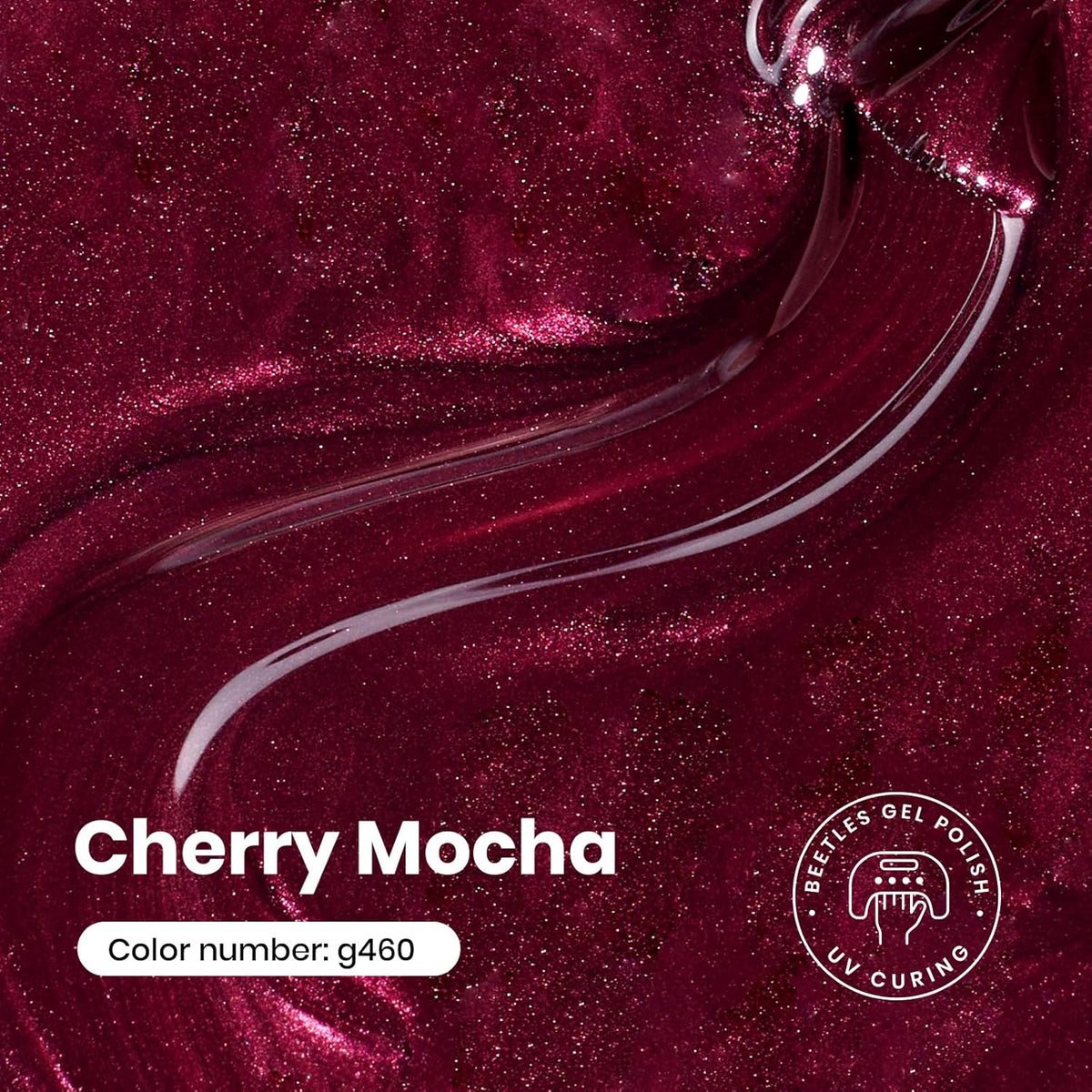 beetles Burgundy Glitter Gel Polish - Cherry Mocha Red Wine Color Gel, 15ML Polish Soak Off UV LED Nail Art Starter Manicure Salon DIY at Home