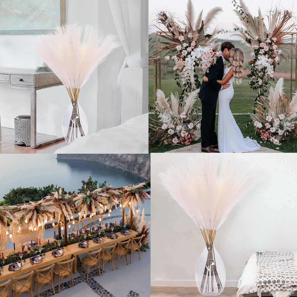 Wttisel 38" 10 Stems White Pampas Grass Tall Decor - Faux Pampas Grass Decor Tall for Floor Vase Boho Home Wedding Mothers Day Decoration