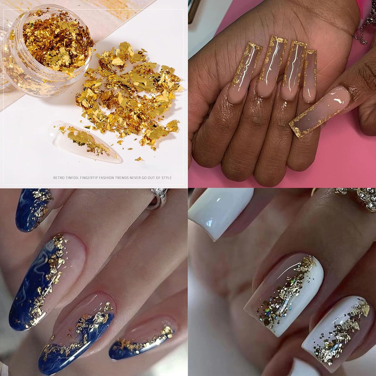 Nail Art Rhinestones Flatback Gold Nail Charms Multi Shapes Crystal Nail Supplies Mixed Nail Glitter Foil Design Nail Gems Nail Accessories for Women Nail Decorations., 3.0 Count