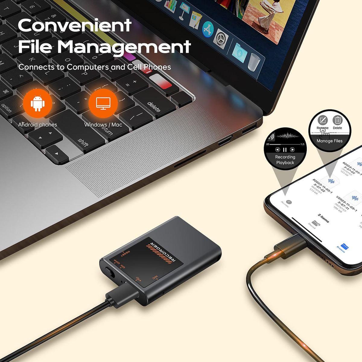 3072Kbps Voice Activated Recorder - [7000 Hours] Voice Recorder with AI Noise Cancellation, Recording Device for Lectures, Meetings, Intervie, 64GB Digital Voice Recorders with Playback