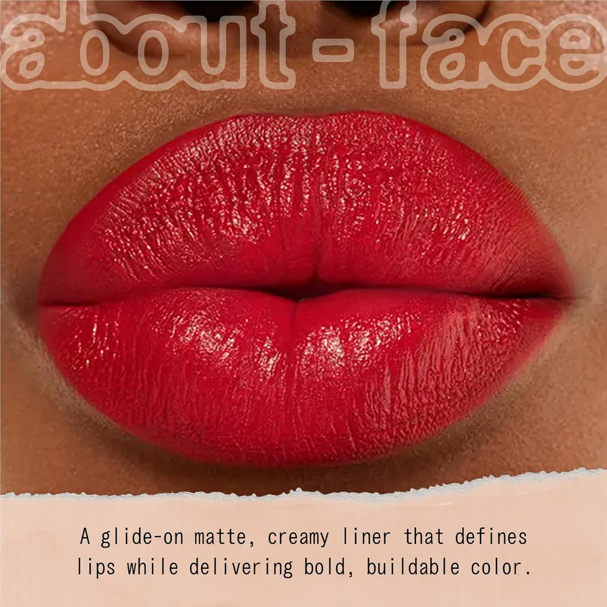 about-face Matte Fix Lip Pencil Sound The Alarm – Long-Wear, Creamy Matte Lip Liner with Hyaluronic Acid & Vitamins C & E – Vegan, Cruelty-Free, Clean Beauty – 0.042 oz (Bright Cherry Red)