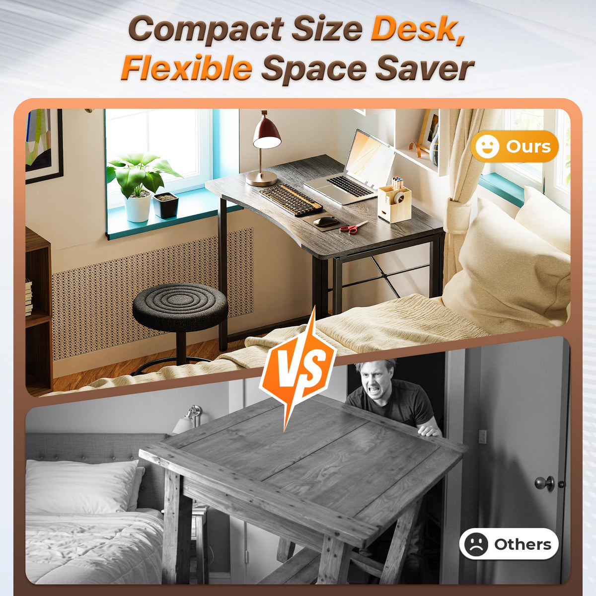 Huuger Folding Desk for Small Spaces, 31.5 Inch Foldable Computer Table, for Home Office, Study, Bedroom, Dorm, Space Saving, Small Writing Work Office Computer Desk, Easy to Fold, Grey