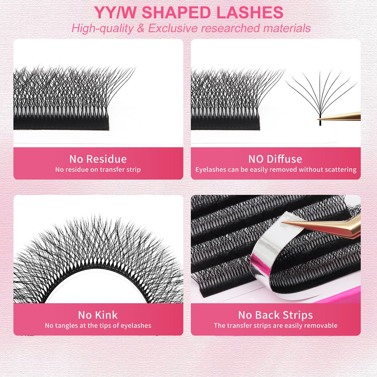 W Lash Extensions 8D Eyelash Extensions W Shape 0.07mm Thickness C Curl Mix 8-15mm Premade Fans Individual Lashes Volume Matte Black 12 Rows Crisscross False Eyelashes(W-8D-0.07-C,8-15mm)