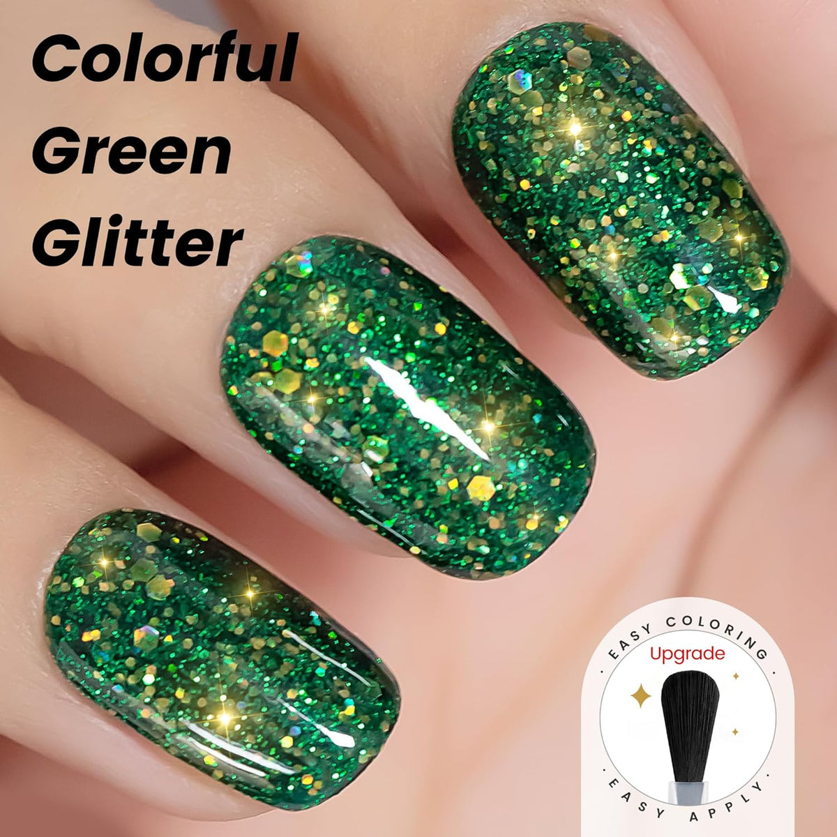YTD Likomey Glitter Gel Nail Polish,15ml Sparkling Colorful Green Glitter Fall Winter Salon Home DIY UV Manicure Color Varnish,SF359