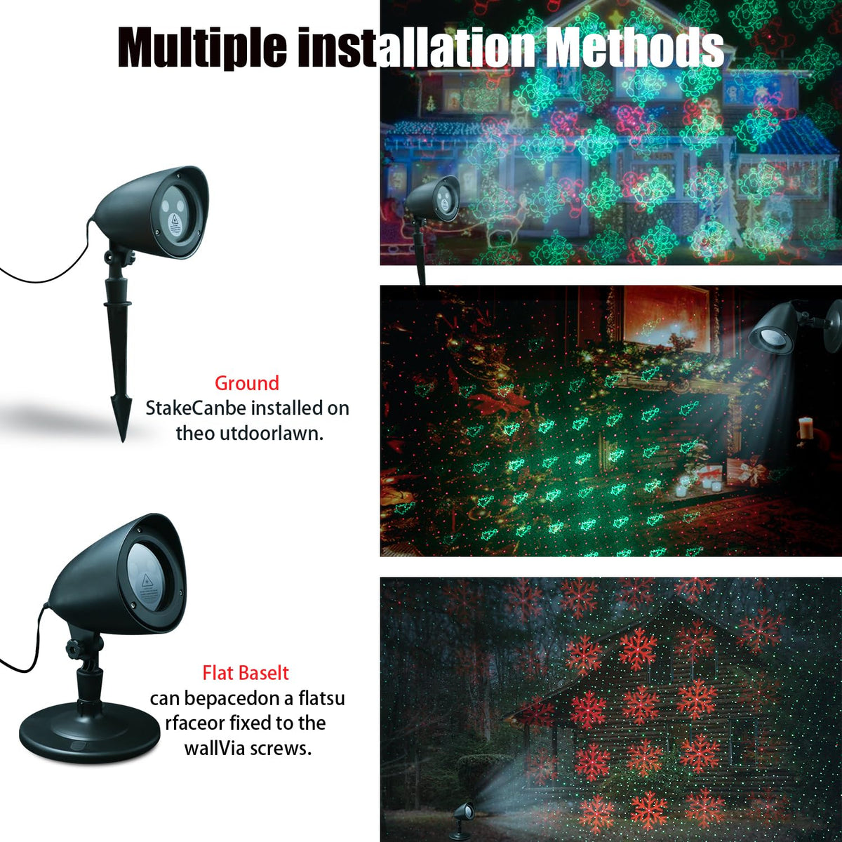 XFWOJOO Laser Christmas Projector Lights - Outdoor Garden Laser Lights with Red and Green Stars, IP65 Waterproof Landscape Projector Spotlights for Indoor and Outdoor