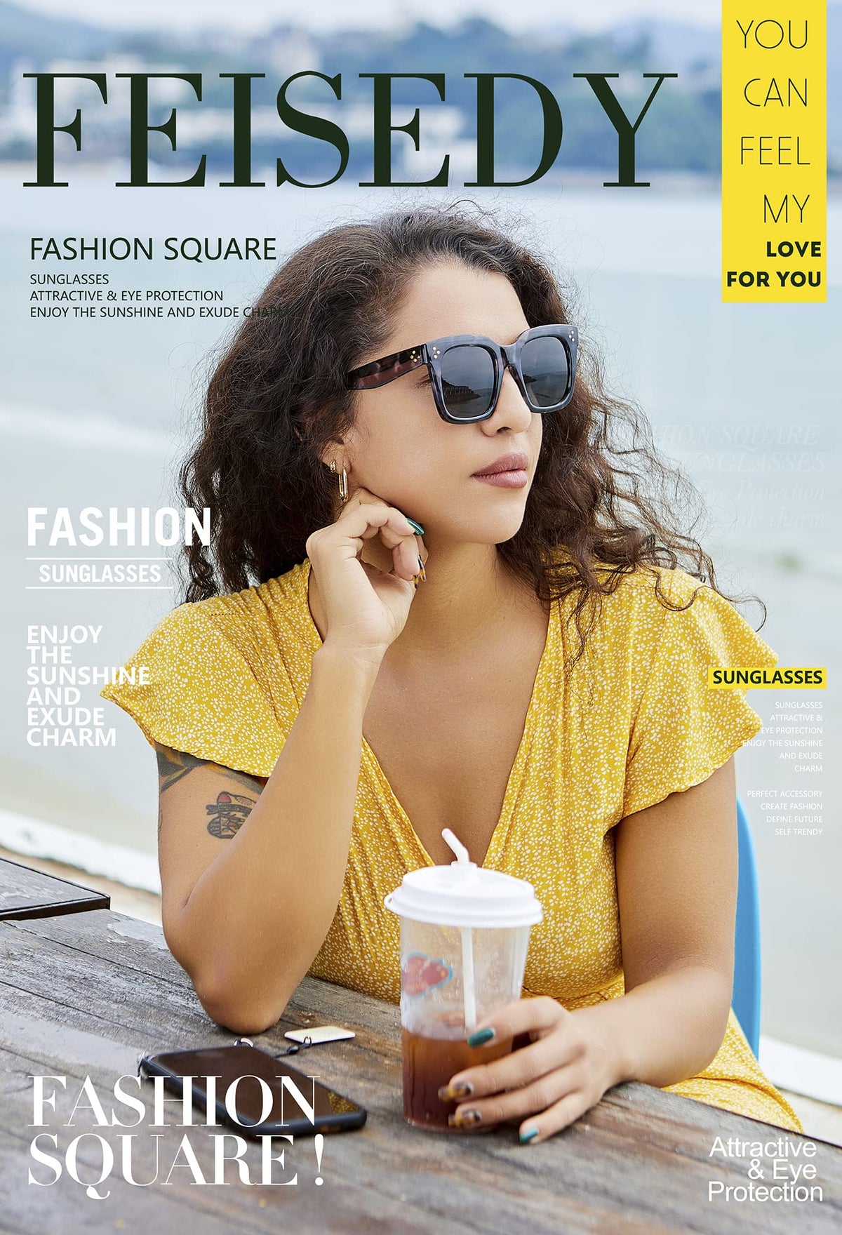 FEISEDY Vintage Oversized Square Sunglasses Womens Trendy Luxury Big Sun Glasses UV400 Protection Gradient Shades B2486