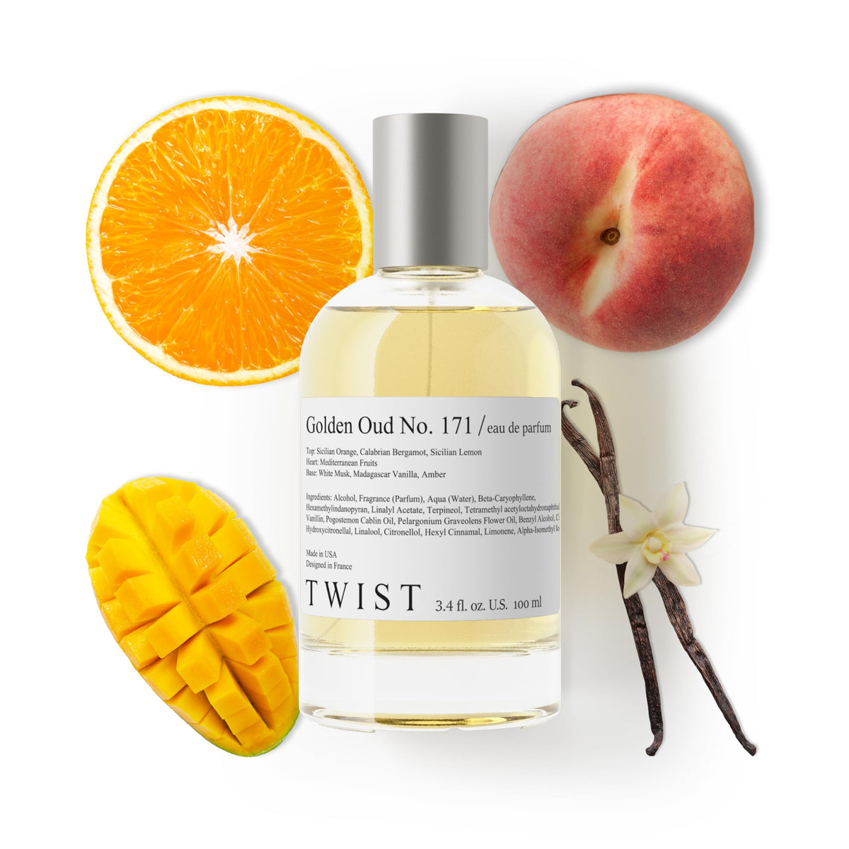 Twist Golden Oud No. 171 - Eau De Parfum Inspired by Al Haram. Amber Oud Gold Edition, Long-Lasting Perfume For Women & Men, Bergamot & Melon, Vegan, Clean, Unisex, Fragrance - 100 ml | 3.4 fl. oz.