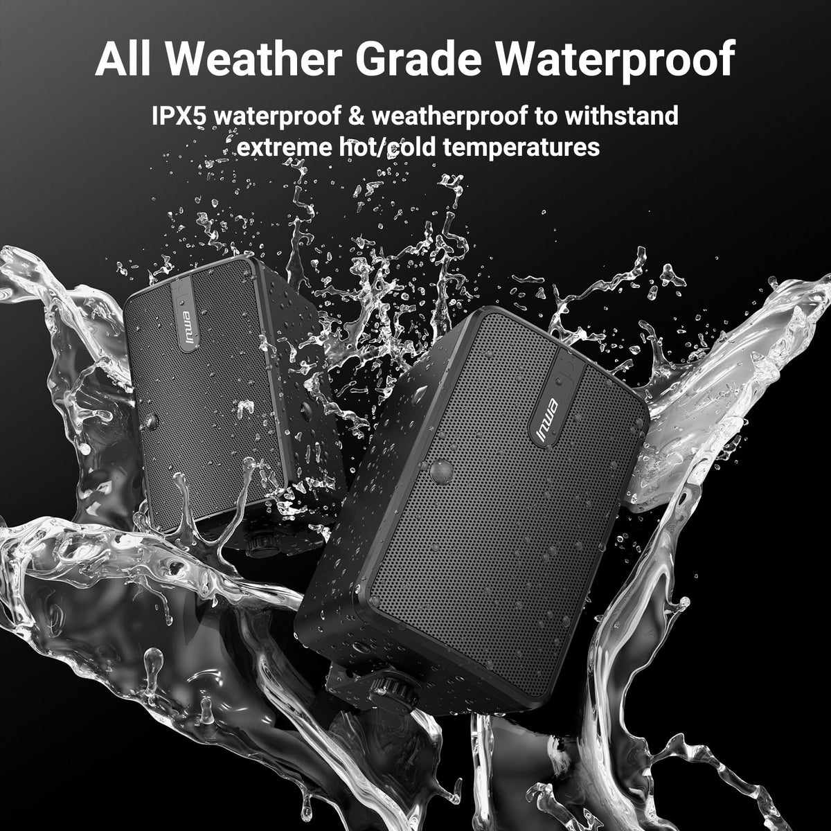 Inwa Outdoor Bluetooth Speakers, Active Passive Wall Mount Speaker, Waterproof Wireless Indoor/Outdoor Stereo Sound System w/Aux in, Suitable for Patio/Porch/Gazebo/Garage(MZ-650, Pair)