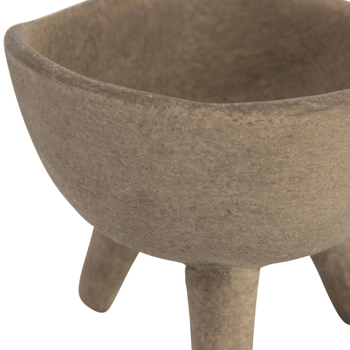 Creative Co-Op Boho Terracotta Footed Bowl with Organic Edge, Matte Taupe