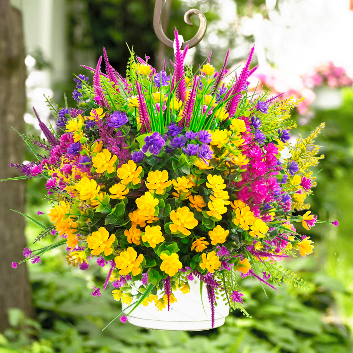 TSTWETO Artificial Flowers for Outdoors, 20 Bundle Artificial Plants Outdoor Fake Flowers UV Resistant, Outdoor Fake Plants Plastic Faux Flowers for Porch Window Box Garden