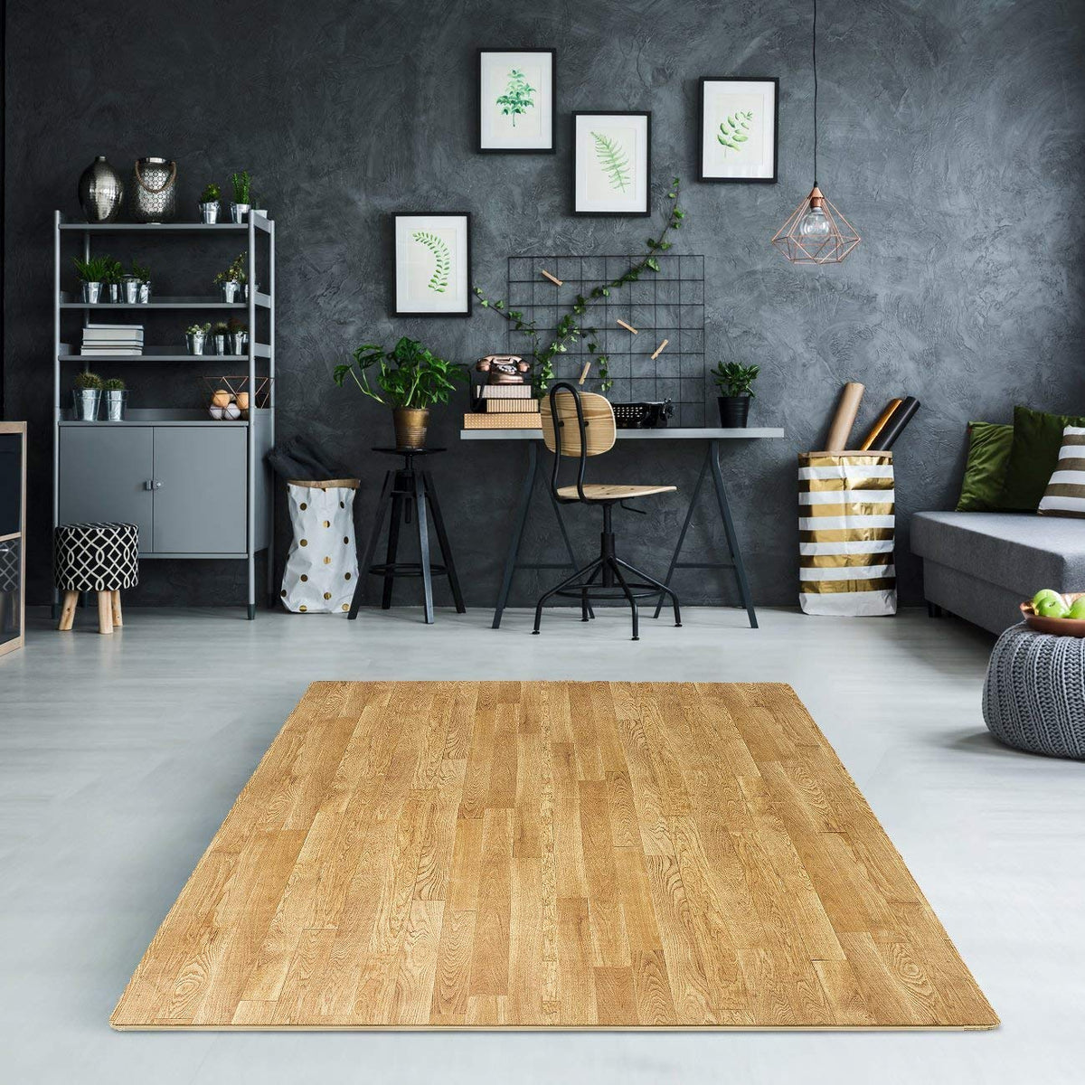 Sorbus Wood Grain Floor Mats Foam Interlocking Mats Each Tile 1 Square Foot 3/8-Inch Thick Flooring Wood Mat Tiles - Home Office Playroom Basement Trade Show (16 Tiles,16 Sq ft, Wood Grain - Pine)