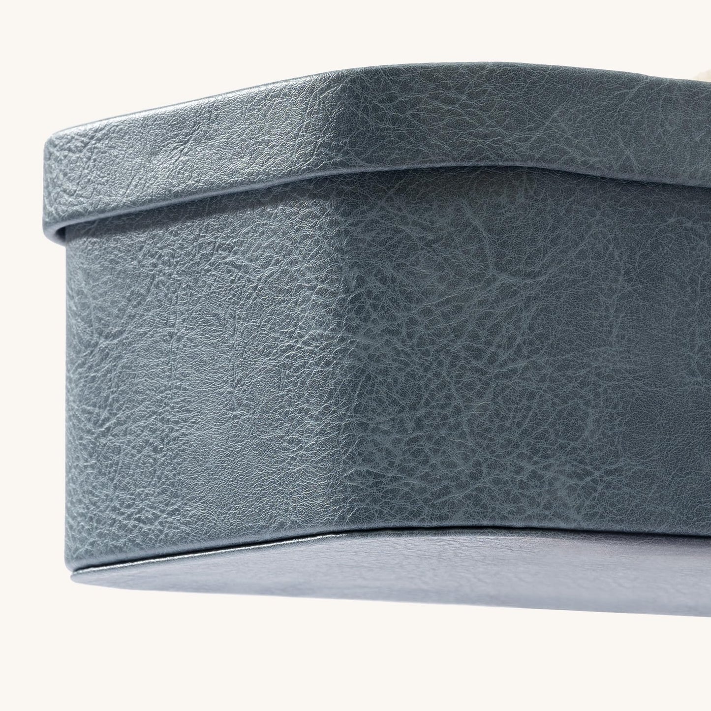 La Jolie Maison Vegan Leather Storage Boxes with Lids, Set of 3 Decorative Storage Containers Organize Stackable Storage Box, Dusty Blue