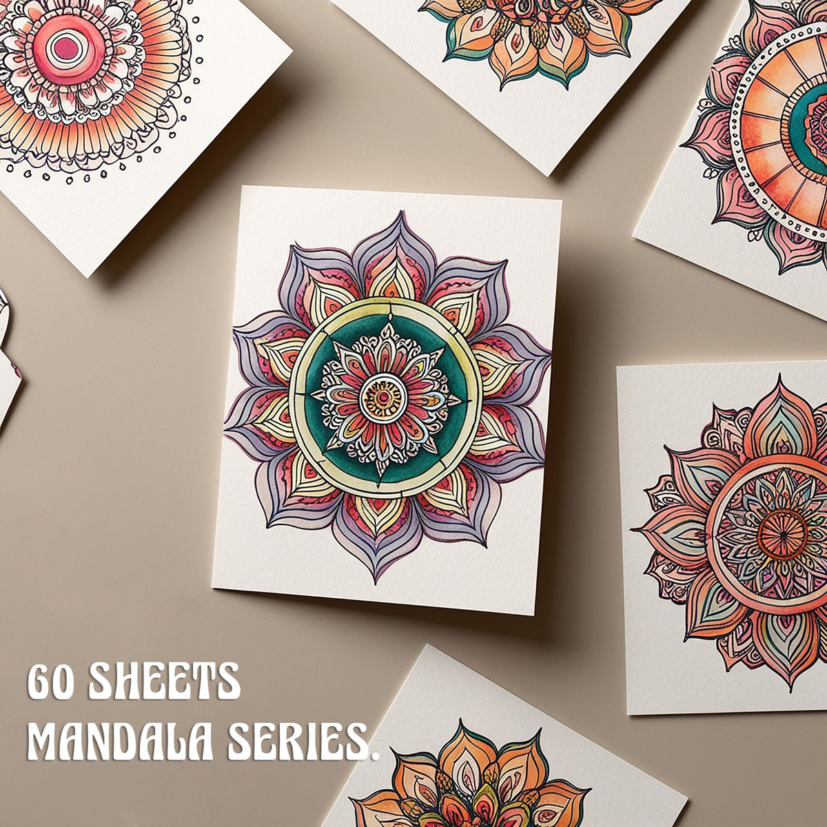 TIEFOSSI Relaxing Coloring Book, for Adults to Relax and Relieve Anxiety,160 GSM 60 Original Tearable Mandala Patterns Designs, Gift for Kids Adult