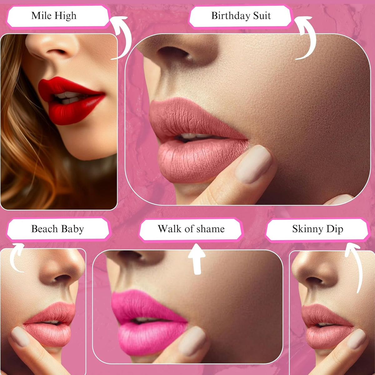 Hickey Lipstick Organic, Long Lasting Gluten Free Lipstick REFILL Collection THE VAULT COLLECTION - 8 Refill Shades Red, Hot Pink, Nude, Light Pink, Coral, Berry, Mauve, Terracotta