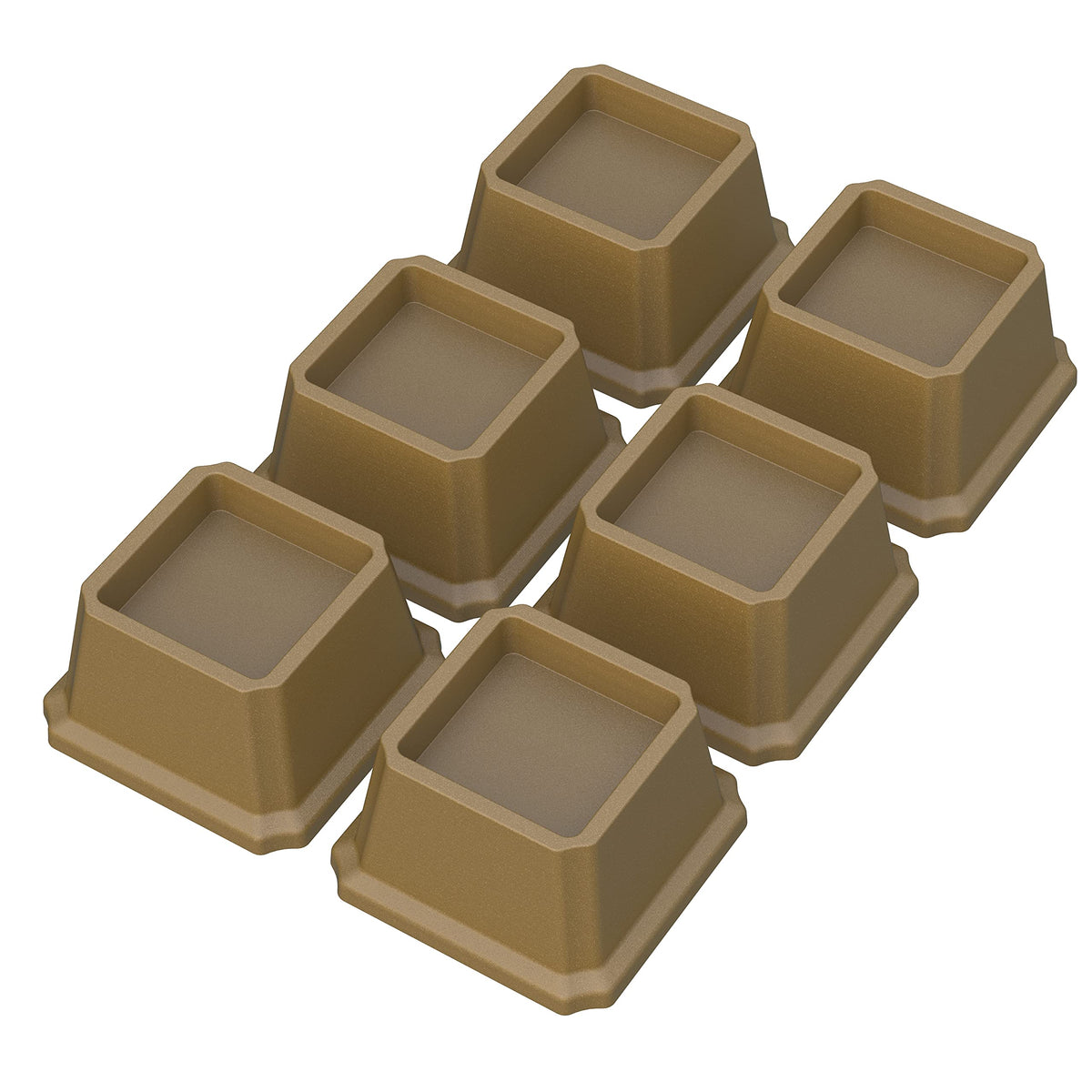 Whynonap Bed Risers 2 Inch Heavy Duty Bed Elevators, Set of 6 Lifts Up 2000 lbs Furniture Risers for Bed Frame ans Sofa, Brown
