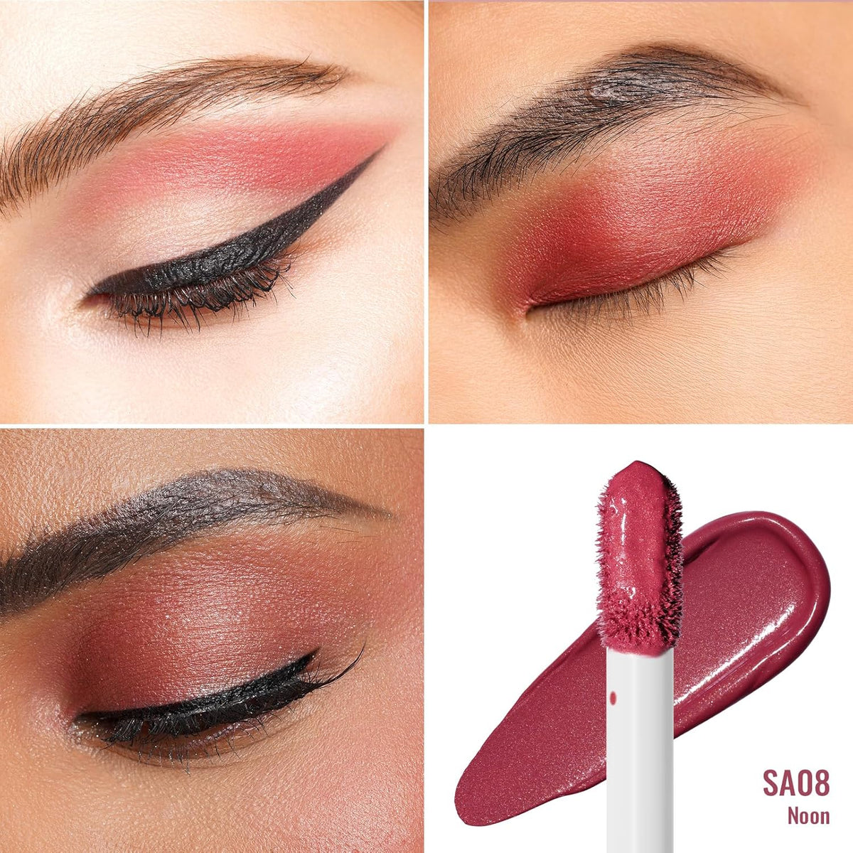 Oulac Matte Eyeshadow Red Liquid Eyeshadow Liquid Eyeliner| Available in 32 Colors Shimmer＆Metallic＆Matte Eyeshadows|One-Swipe Coverage Long Lasting & Blendable Eye Makeup, Vegan & Cruelty-Free SA08